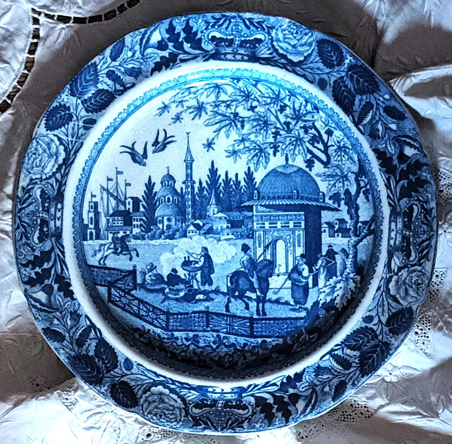 Antique English Georgian Blue & White Transfer Plate ~ “Eastern Port” ~ J. & W. Ridgway Antique Ceramics 3